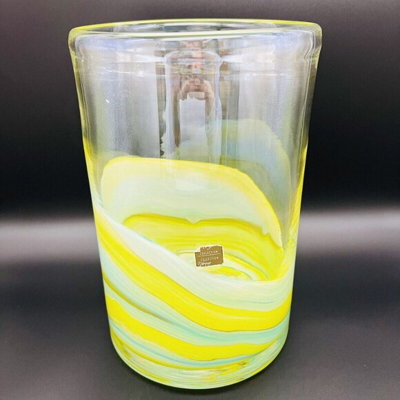 Pier One Vase Amber Swirl Art Glass Collection Italy Hand Blown Cut Bottom - Picture 9 of 10